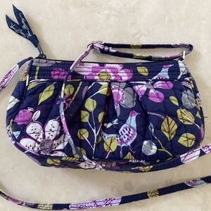 Vera Bradley Small Crossbody/Shoulder Bag Purse Floral Nightingale Bird Print